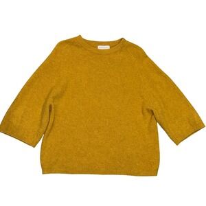 Bianco & Blu Sweater Womens XL Mustard Yellow Alpaca Wool‎ Italy 3/4